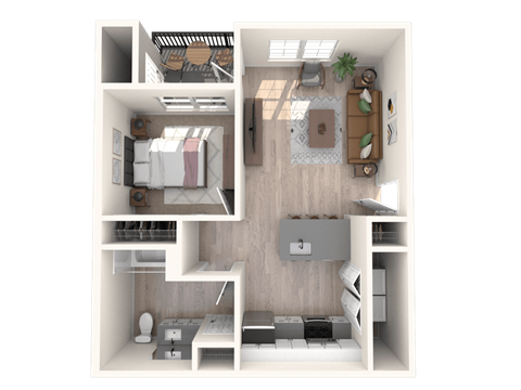 South Ridge Apartments West 1 Bed A Floor Plan